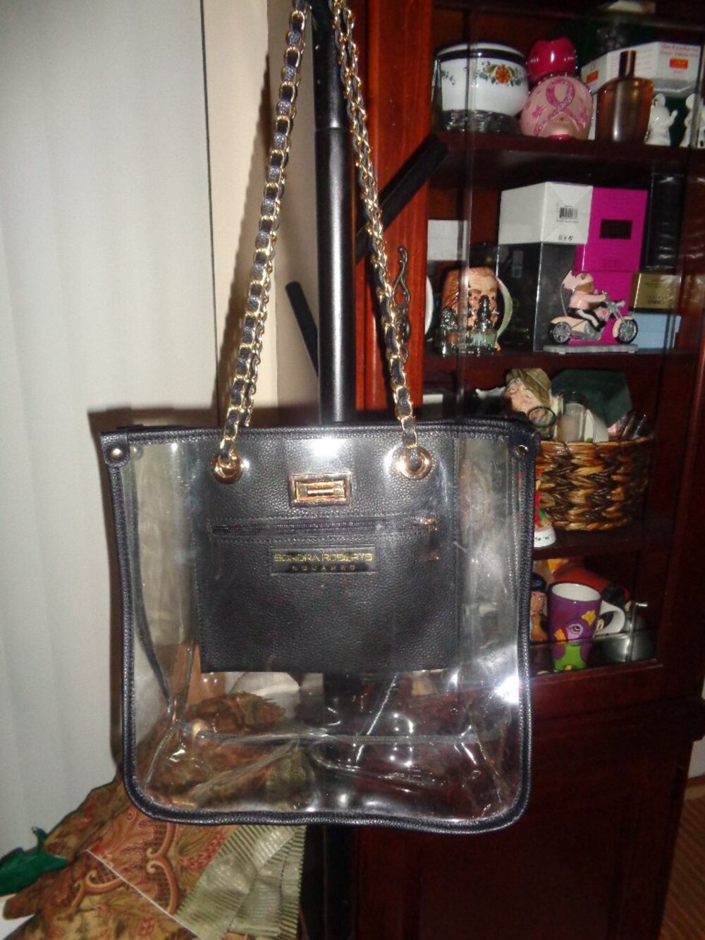 Sondra Roberts Squared Clear Transparent Handbag Purse Adjustable Strap